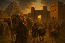 Mesopotamian merchants with camels