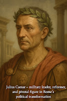 Julius Caesar wearing laurel wreath.