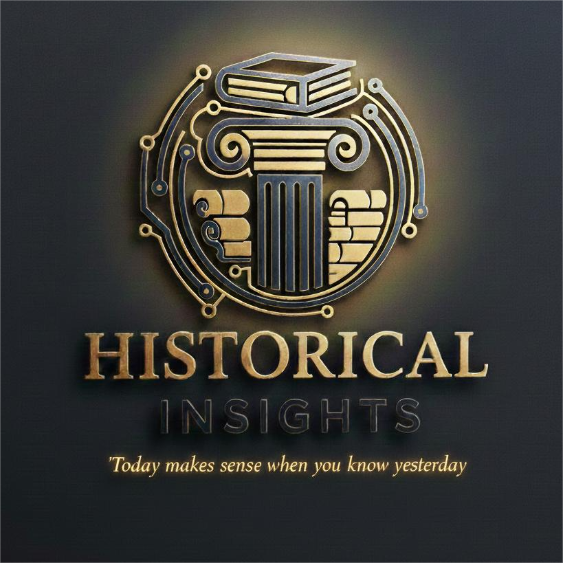 Historical Insights logo with classical column and books symbolizing historical knowledge